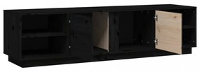 fekete tömör fenyőfa TV-szekrény 156 x 40 x 40 cm