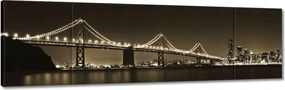 Vászonkép 170x50 Híd az éjszakában szépia