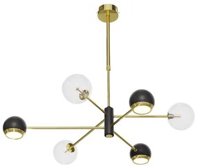 Jupiter 1967 - Csillár rúdon MOKA 3xGU10/10W/230V + 3xG9/10W/230V arany/fekete/átlátszó