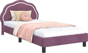 vidaXL Gyerekágy kerettel fejtámlával Lila 80 x 200 cm Bársony