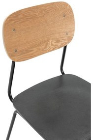 Fekete-natúr színű étkezőszék szett kőrisfa dekorral, 2 db-os Aira – Marckeric