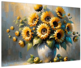 Kép – Napraforgós váza (90x60 cm)