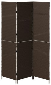 Szobai Elválasztó 3 Paneles Összecsukható Barna 146x180 cm Poly Rattan