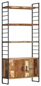 4 szintes tömör újrahasznosított fa könyvespolc 80x30x180 cm