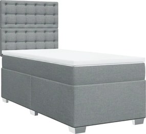 vidaXL világosszürke szövet rugós ágy matraccal 90 x 200 cm