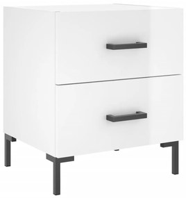 2 db magasfényű fehér szerelt fa éjjeliszekrény 40x35x47,5 cm