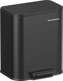 Konyhai pedálos szemetes, 20 literes acél kuka, tintafekete