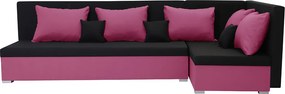 ARO Kinyitható sarokkanapé Fekete/rózsaszín