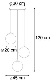 Okos függőlámpa sárgarézzel, 3 db WiFi ST64 izzóval, kék üveggel - Pallon