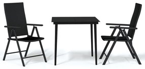 vidaXL 3 részes fekete kerti étkezőgarnitúra