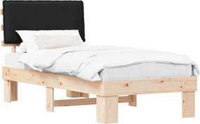 vidaXL Ágykeret Kárpitozott Fejtámlával Fekete 100 x 200 cm
