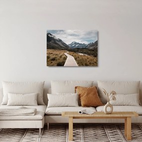 Kép - Sétány a hegységben Mt. Cook (üvegen) (70x50 cm)