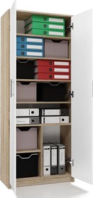 Oliv 2D könyvespolc, irodai szekrény, sonoma-fehér