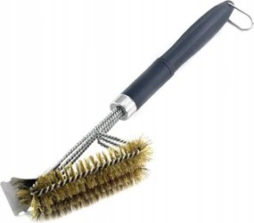 Grillkefe 3az1ben Rozsdamentes acél fogantyúval és kaparóval Grill kefe