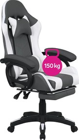 Irodai/gamer szék RGB LED világítással, fekete/fehér, JOVELA