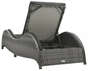 antracitszürke polyrattan napozóágy párnával