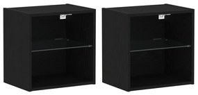 Lebegő Polc 2 db Fekete Tölgy 40x28,5x40 cm Mérnöki Fa