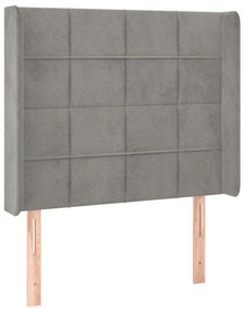 világosszürke bársony LED-es fejtámla 83x16x118/128 cm