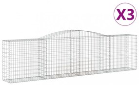 3 db íves horganyzott vas gabion kosár 400x50x100/120 cm