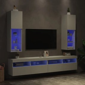 2 db fehér TV-szekrény LED-világítással 30,5 x 30 x 102 cm