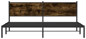 füstös tölgy színű fém ágykeret matrac nélkül 200 x 200 cm