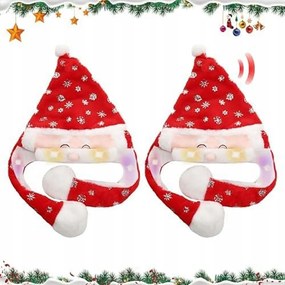 Karácsonyi Mikulás Sapka Led Világítással és Mozgó Fülekkel, 2 darabos szett