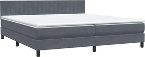 vidaXL sötétszürke bársony rugós ágy matraccal 180x210 cm