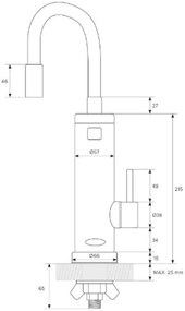 HAKL OB 500 átfolyós elektromos vízmelegítő csaptelep, 3,3kW HAOB500