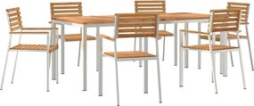 vidaXL Kert étkező szett 7 pcs Barna Tömör Teakfa