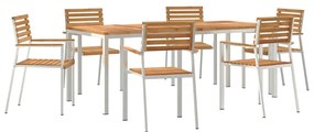 vidaXL Kert étkező szett 7 pcs Barna Tömör Teakfa