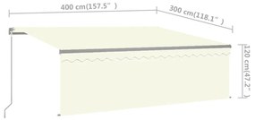 krémszínű kézzel kihúzható napellenző redőnnyel 4 x 3 m