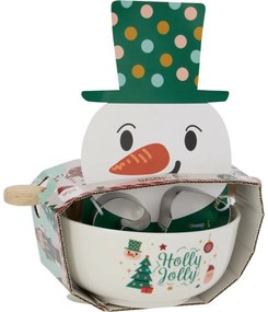 Hóember karácsonyi sütőkészlet  – tál, sodrófa, kiszúrók