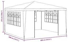 zöld rendezvénysátor oldalfalakkal 4 x 4 m 90 g/m²