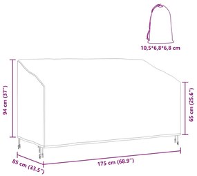 Kerti Pad Borító Fekete 175 x 85 x 65 / 94 cm 420D szövet