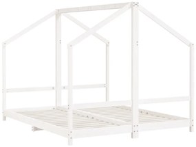fehér tömör fenyőfa gyerekágykeret 2 x (80 x 200) cm