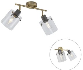 Design mennyezeti spotlámpa bronzszínű, átlátszó üveggel, 2 égős - Domo