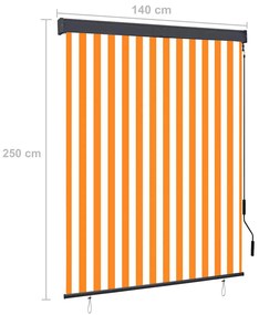 fehér és narancssárga kültéri roló 140 x 250 cm