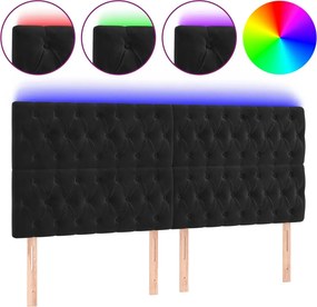 vidaXL fekete bársony LED-es fejtámla 200x7x118/128 cm