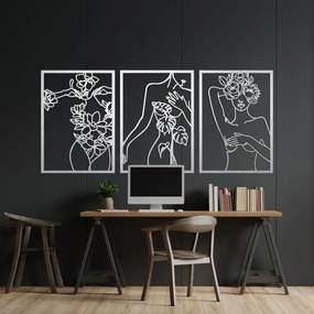 Modern festmény virágos nőkről, háromrészes szett | ELEGANCE