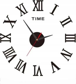 Falra ragasztható falióra Fekete 40 cm Római számok