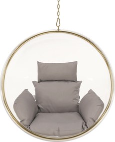 Függő fotel, átlátszó/arany/szürke, BUBBLE NEW TYP 1