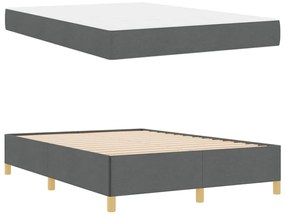 Boxrugós ágy matracmal Sötétszürke és Fehér 160 x 200 cm szövet