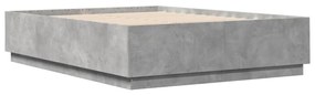 betonszürke szerelt fa ágykeret LED-del 150 x 200 cm