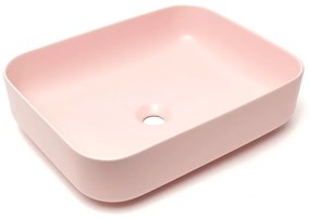 Mosdó lapra SAT Infinitio 50x39 cm rózsaszín színben matt felülettel túlfolyás nélkül SATINF5039PM