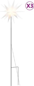 vidaXL 3 db összecsukható tüskés fehér LED-es karácsonyi lámpa 57 cm