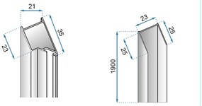 Rea Molier, összecsukható zuhanyajtó 80x190cm, 6mm átlátszó üveg, króm profil + oldalsó mágneses profil, KPL-K6367