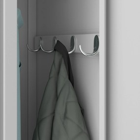 Pléh öltözőszekrény talpazaton, kétmodulos, polccal és köztes fallal KACPER, 800 x 1800 x 500 mm, szürke