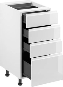 Alsószekrény, fehér/fehér extra magasfényű HG, AURORA D40S4