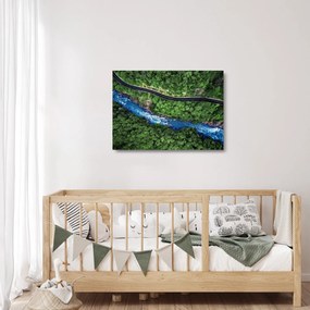 Kép - folyó a hegyek között, Kaukázus, Oroszország (üvegen) (70x50 cm)