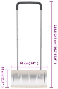 ezüstszínű hólapát acél pengével és kihúzható nyéllel 61 cm